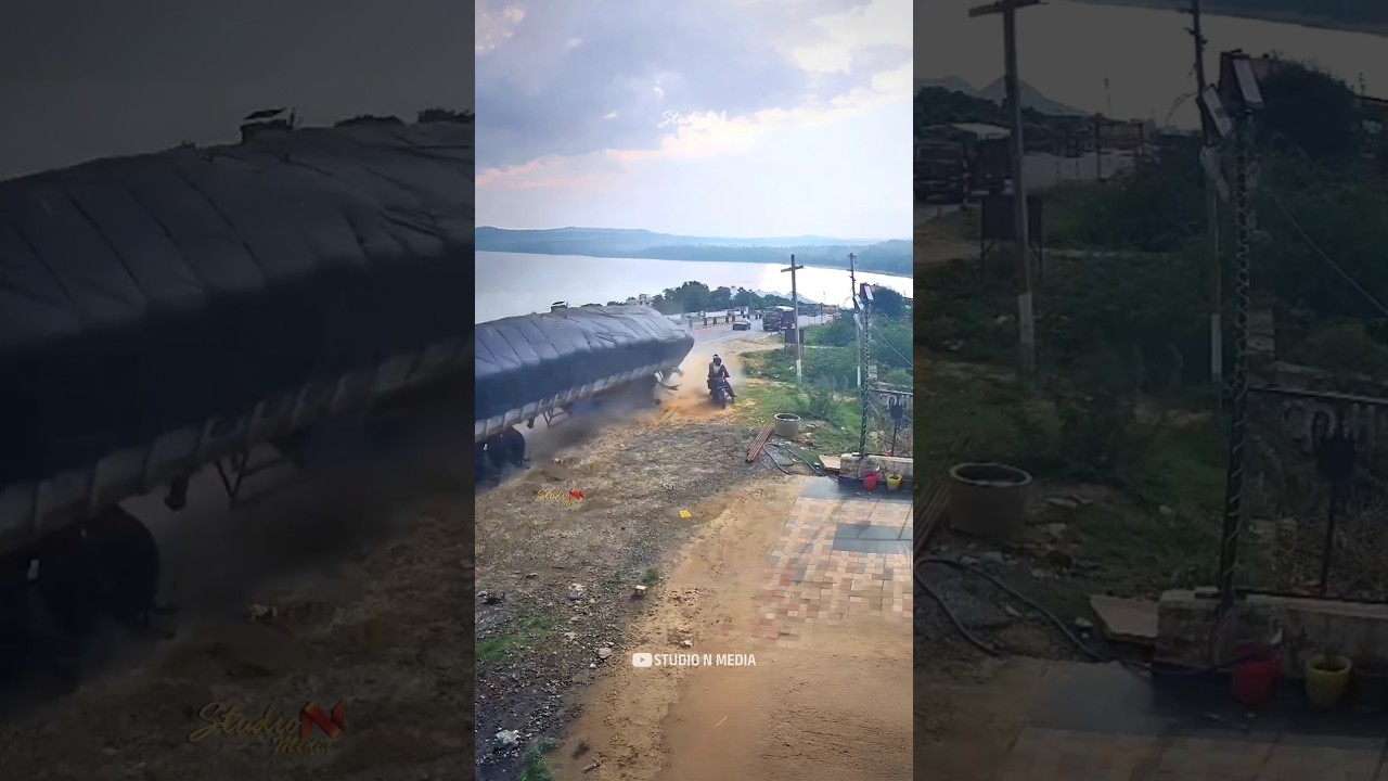 Why did the Motorcycle Ran away ? 🚛🤷🏻 Truck overturned on highway #shorts #truck #motorcycle