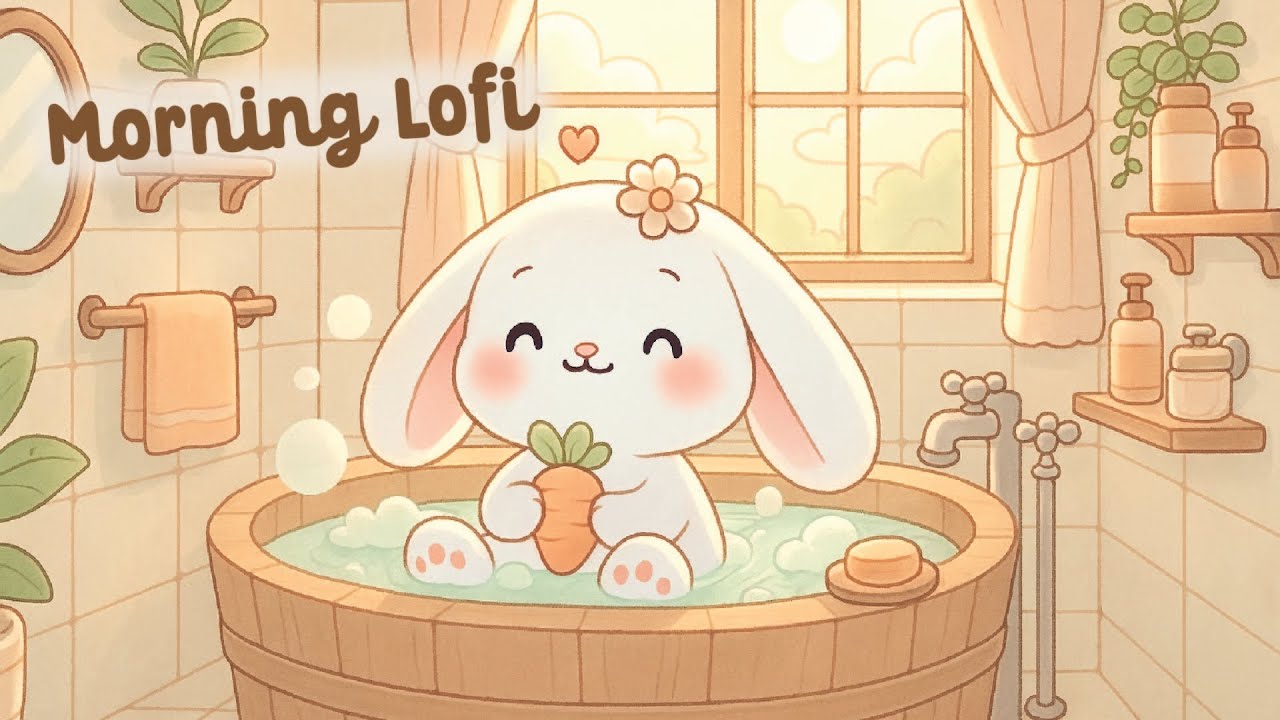 Morning Lofi Bunny 🐇☀️ 4 Hour Happy Lofi Cute Song 💦 cute & relaxing music 🥕 Lofi Hip Hop