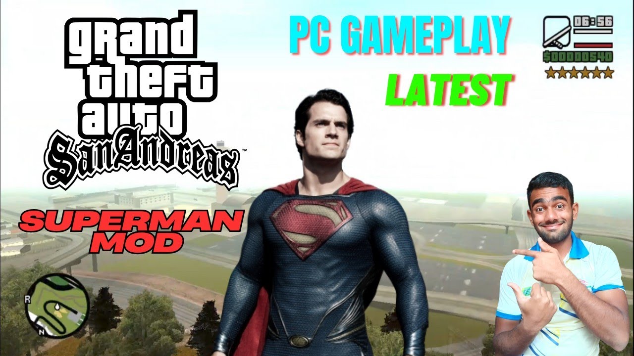 GTA San Andreas superman mod PC || GTA SA SUPERMAN MOD PC GAMEPLAY