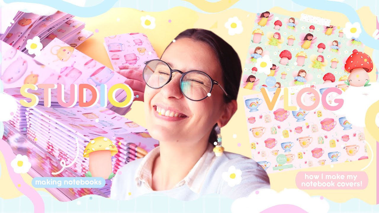 🌸 How I make my NOTEBOOK COVERS  🌼 / Getting ready for a SHOP UPDATE / ILLUSTRATOR STUDIO VLOG