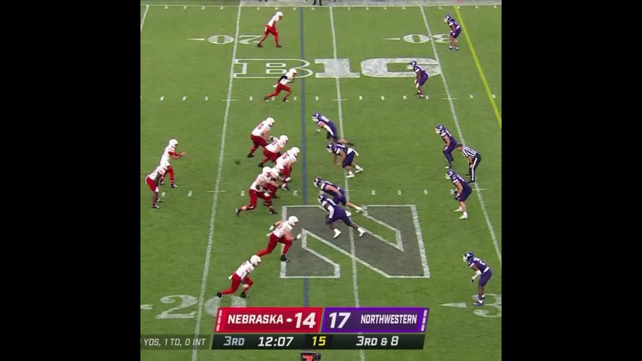 Nebraska QB Casey Thompson Incredible Scramble Completion vs. Northwestern | Big Ten Football