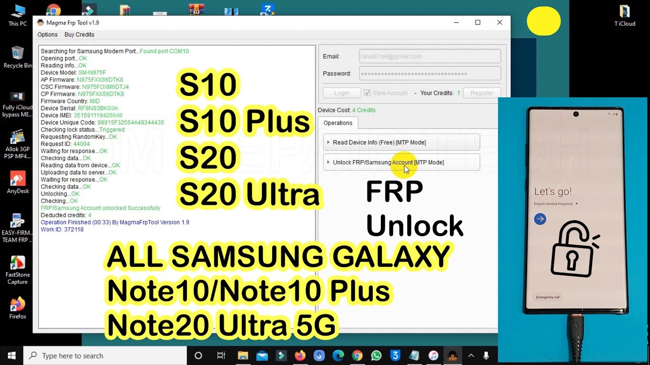 1 Click FRP Tool 2021 | ALL SAMSUNG FRP Bypass S9/S10/S10 Plus/S20/S20 Ultra/NOTE 10/NOTE 10+ FRP