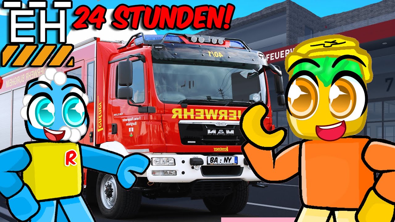 24 STUNDEN ALS FEUERWEHRMANN IN ROBLOX NOTRUF HAMBURG! 😋😂
