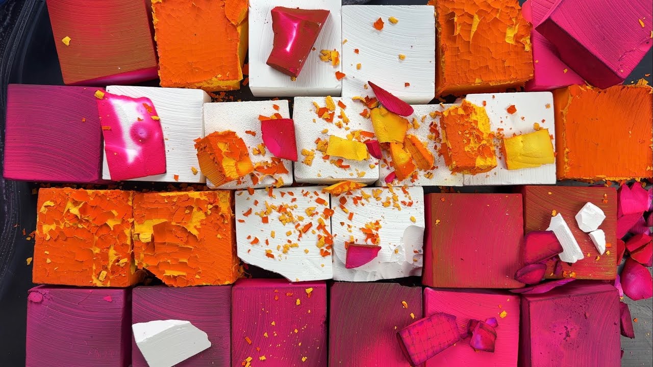 crispy yet soft flaky Yellow and Pink/Magenta dyed chalk💕