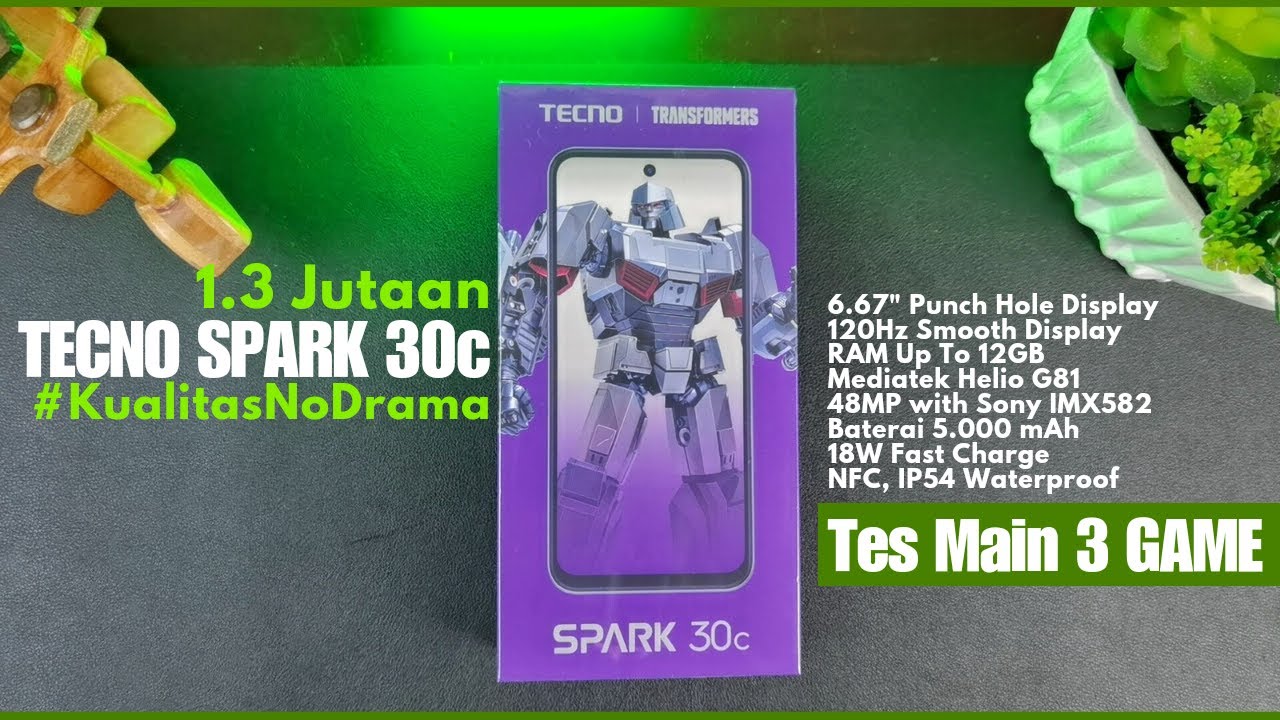1.3Jutaan, TECNO SPARK 30c - HP Bawa Kualitas No Drama | Gaming Test