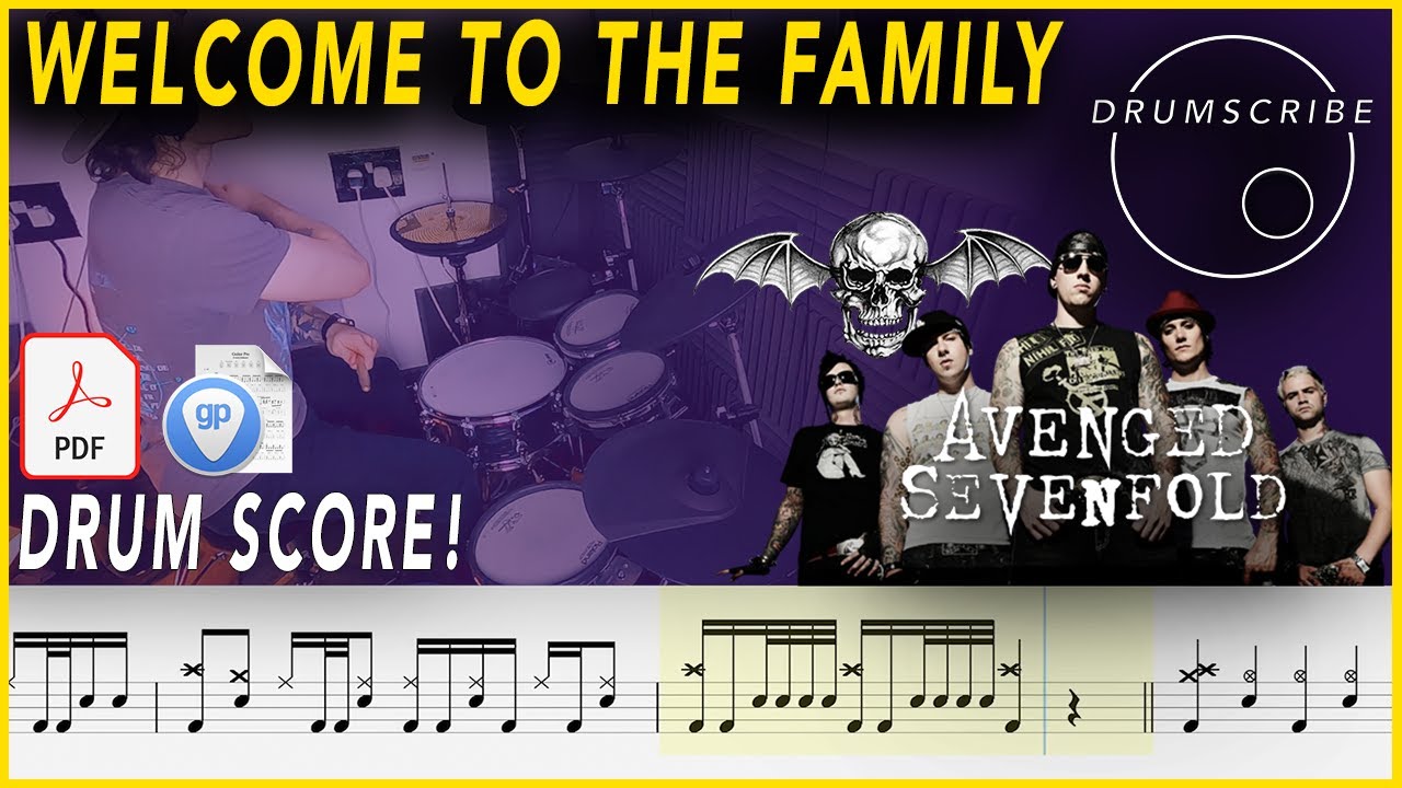 Welcome to the Family - Avenged Sevenfold | DRUM SCORE Sheet Music | #294 DRUMSCRIBE