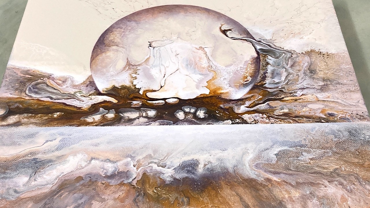 Celestial Ocean Abstract Painting | Fluid Art, Acrylic Pour Painting | Abstract Art (No Silicone)