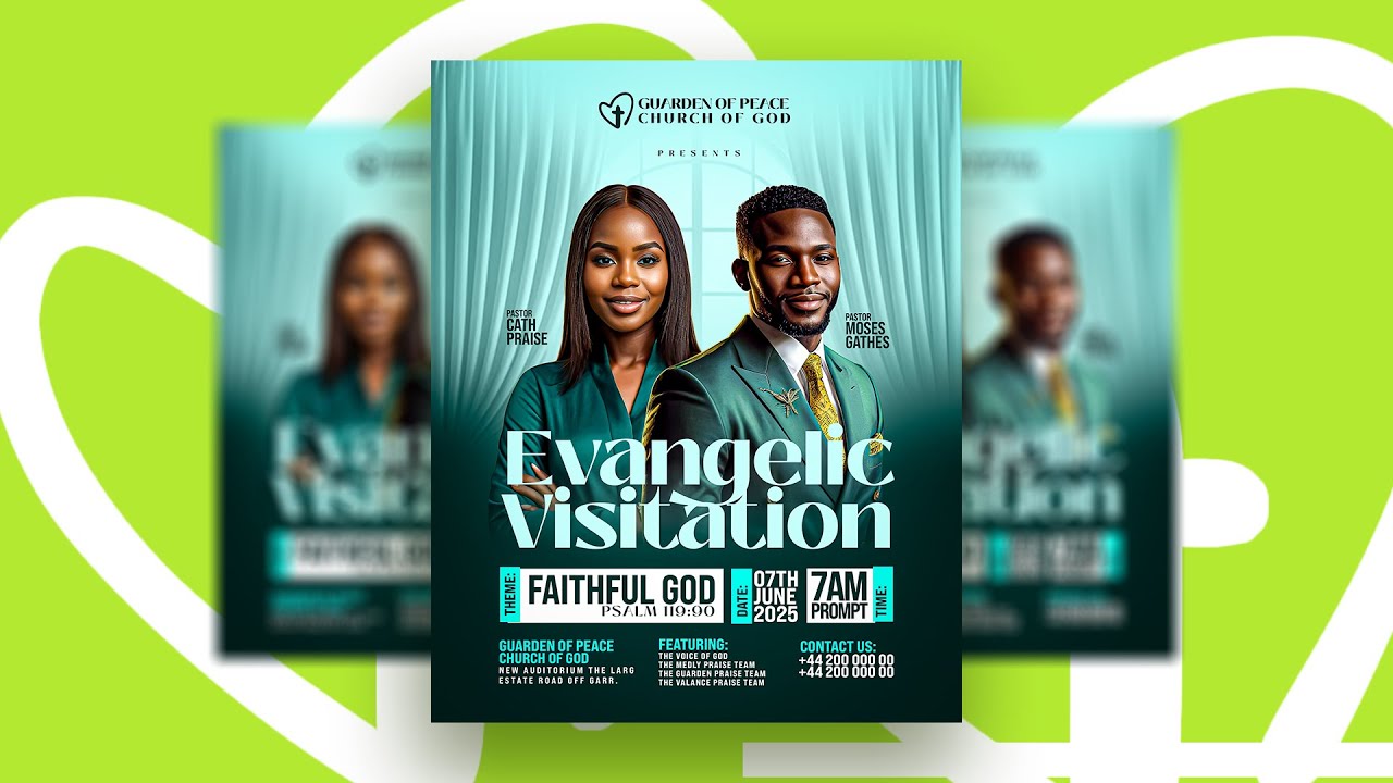 How To Make Professional Evangelic Visitation Church Poster For All Social Media Design