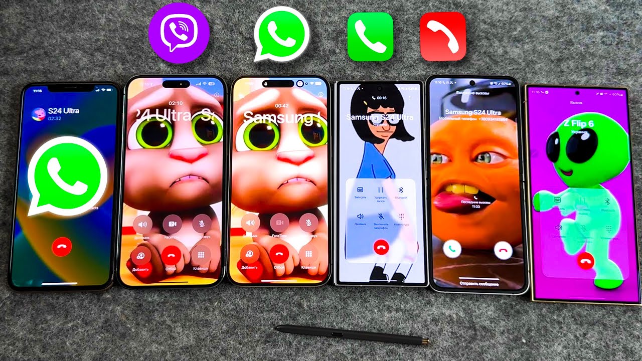 Samsung Z Fold 6 + S24 Ultra + Z Flip 6 VS iPhone 15PM + 14PM + XSMax Conference & Viber + WhatsApp