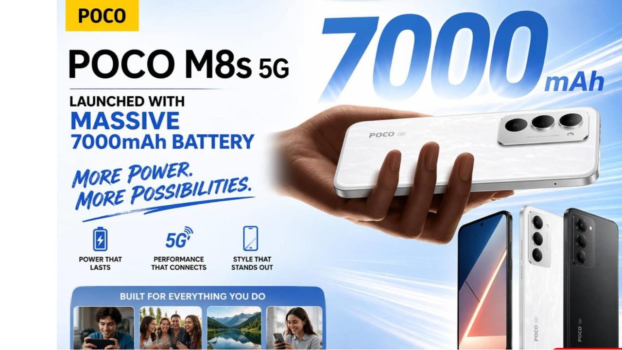 Poco M8s 5G debuts with a 7,000mAh battery, 6.9-inch display