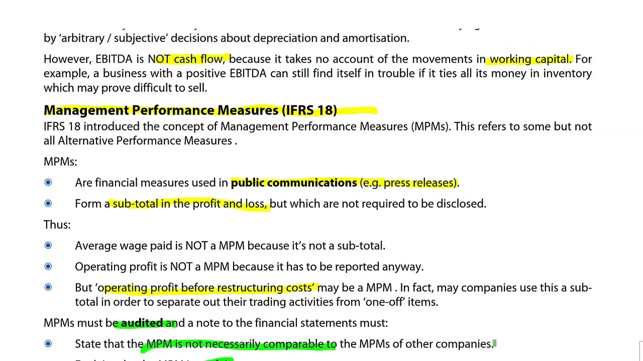 Alternative performance measures -  ACCA SBR Lectures