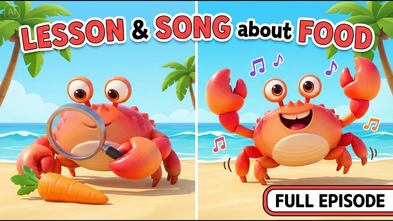 Crabby's Food Lesson: Learning Apple, Banana, Carrot (Healthy Eating for Kids)|🦀 Crabby & Friends TV