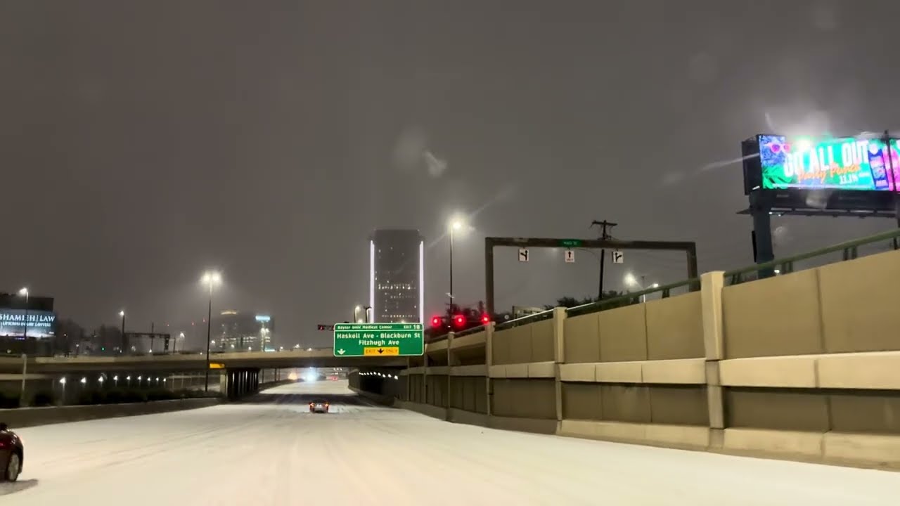 Winter Storm January 24th 2026 Driving NB 75 from Downtown Dallas to Richardson - No Music