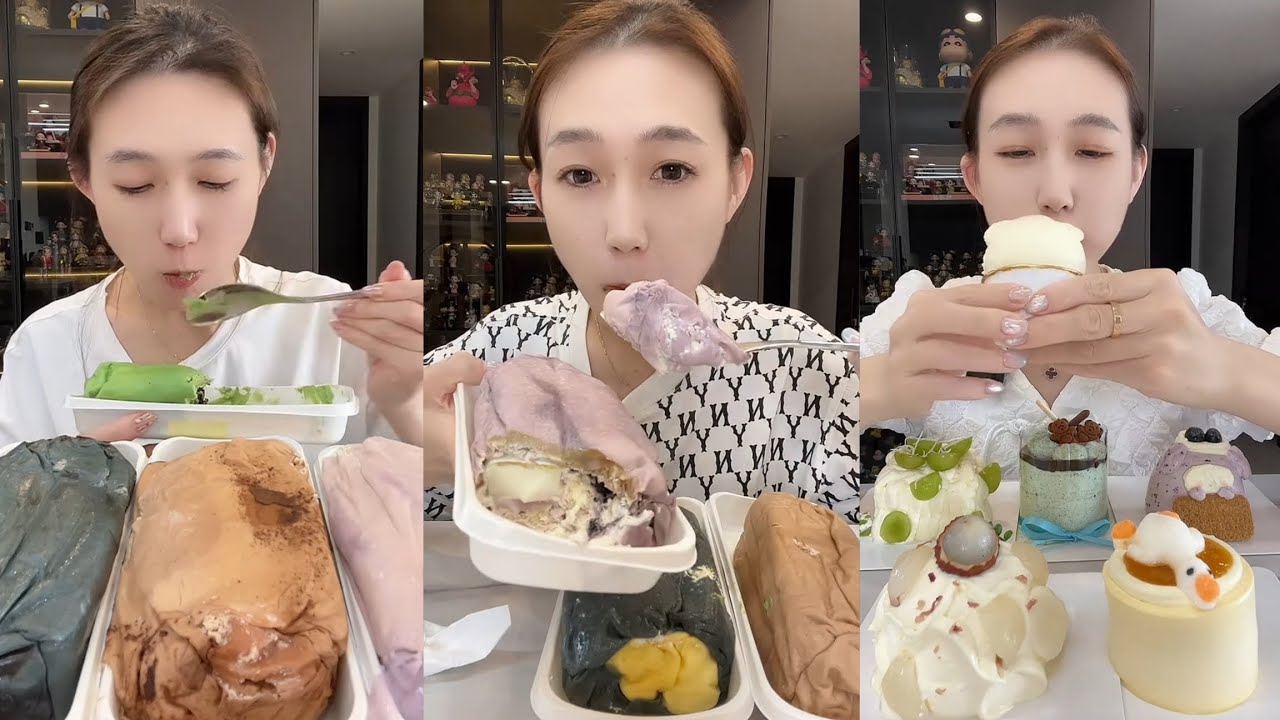 Eating Soft Cream & Mousse Cakes | Dessert ASMR MUKBANG (No Talking)