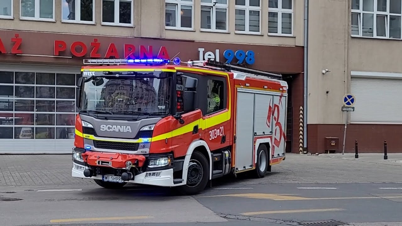 [Alarmowanie][Grover] Wyjazd alarmowy 303[W]21 GBA 3/16 Scania P360 do zdarzenia. Jrg 3 Warszawa.