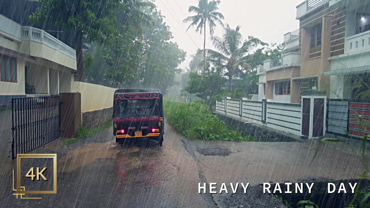 Heavy Rain Storm | 4K Walking Video shot on a Heavy Monsoon Rainy Day | Indian Monsoon