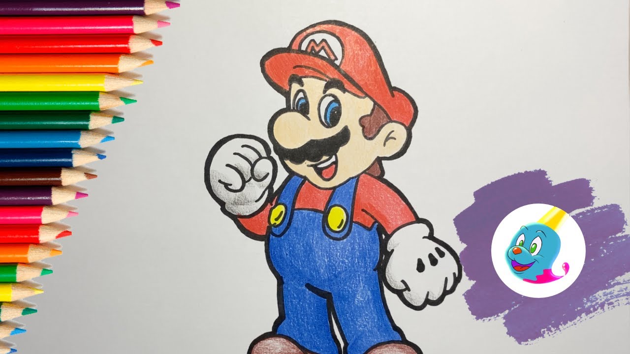 Dibujando a Super Mario de Nintendo | Plumones y lápices de colores | Arte Infantil