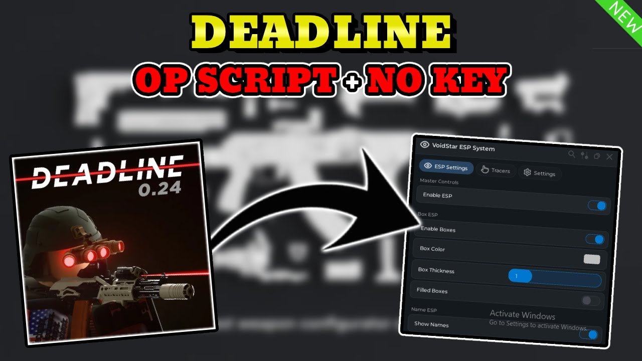 *NEW* Deadline Script (BOX ESP, NAME ESP, TRACERS, HEALTH ESP) PASTEBIN