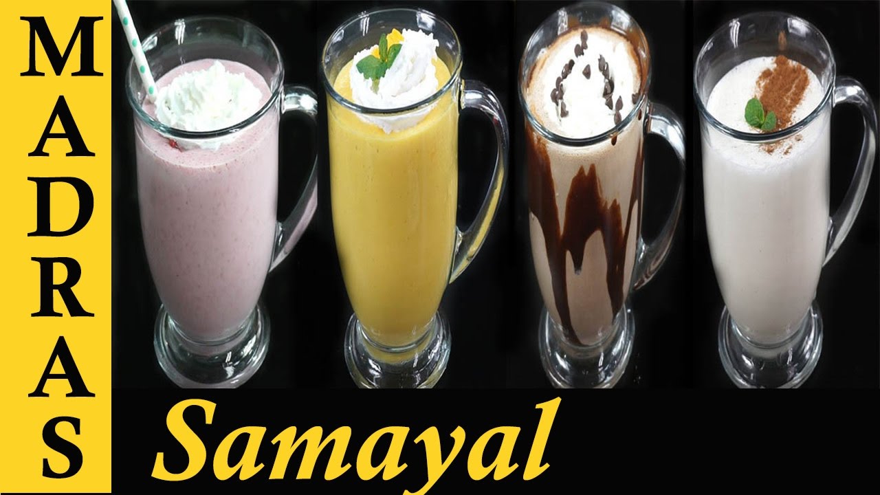 Milkshake Recipe in Tamil | Chocolate Milkshake | Strawberry Milkshake | Banana Milkshake