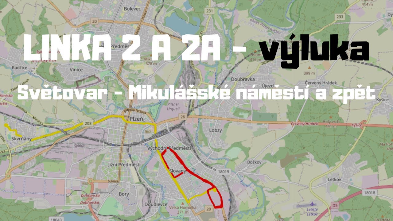 [Plzeň] {V&yacute;luka} Linky 2 a 2A | Světovar - Mikul&aacute;&scaron;sk&eacute; n&aacute;měst&iacute; - Světovar | pohled zepředu a zezadu