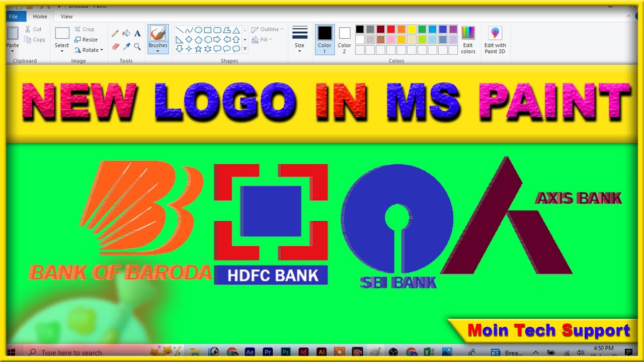 SBI Bank, HDFC Bank, BOB Bank, AXIS Bank LOGO in MS Paint || How to Create Bank Logo in MS Paint