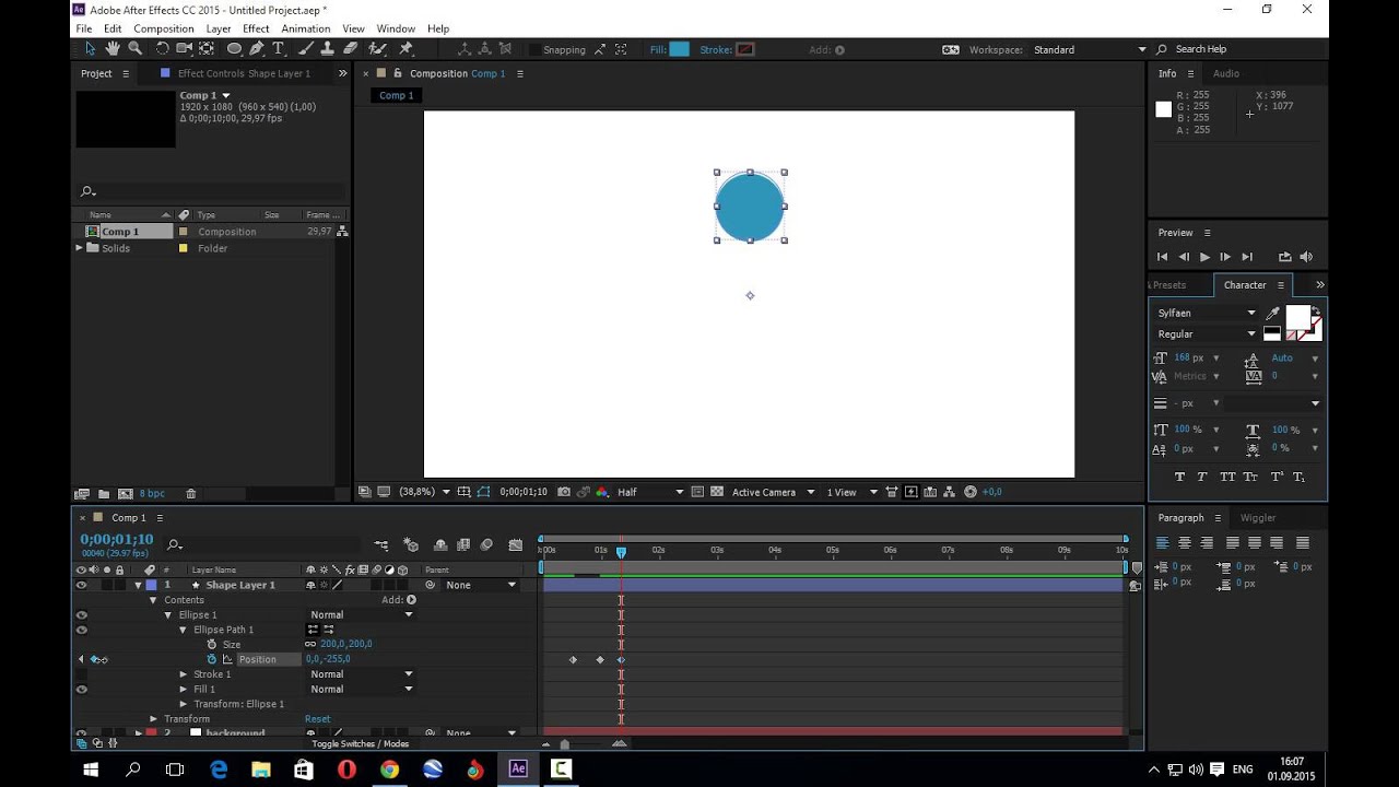 Adobe After Effects CC 2015 tutorial for beginners  motion graphics (key frame)