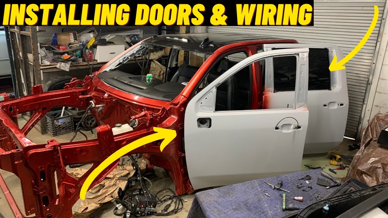 BURNT 2021 SILVERADO 2500 DOORS AND WIRING INSTALLED Part 27