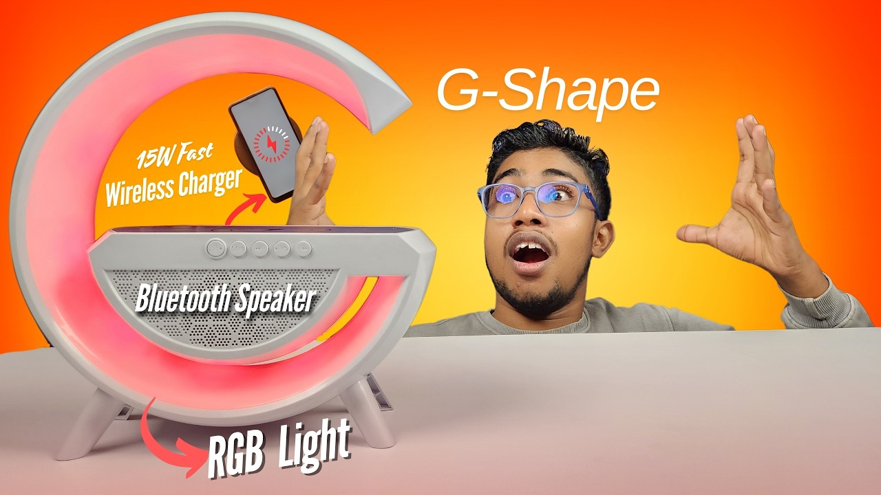 Amazing Gadget !! G-Shape Wireless Charger with Bluetooth Speaker & RGB Lamp 🤩