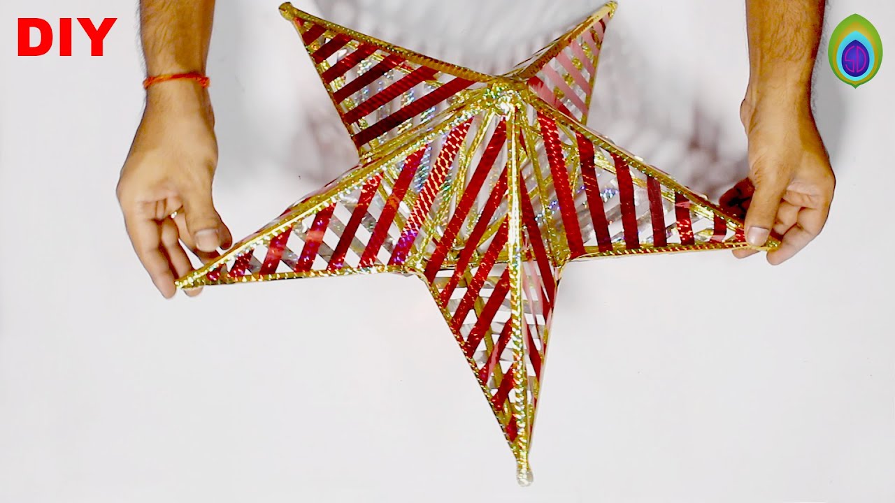 DIY How to make 3D Star Lantern Kandil For Christmas & Diwali Decoration | Origami star