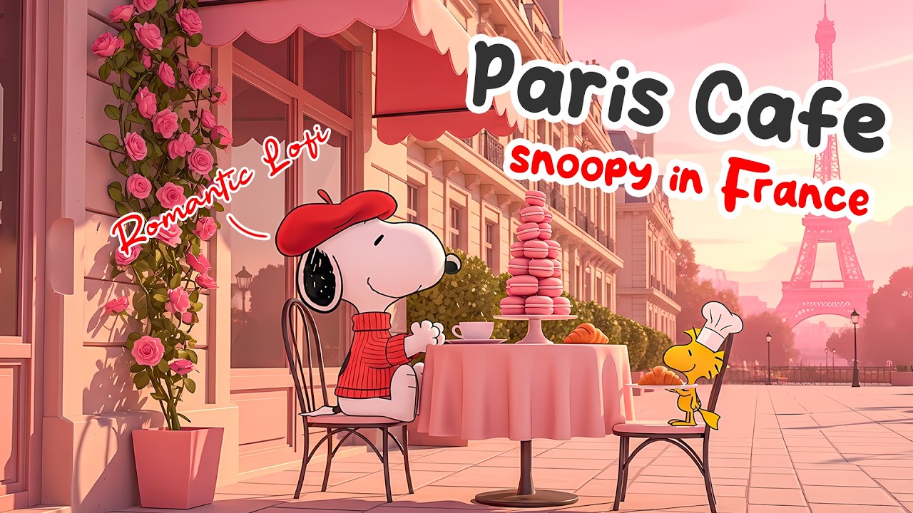 Paris Caf&eacute; Lofi ☕🥐 Snoopy in France | Cozy Morning Beats for Study & Relax