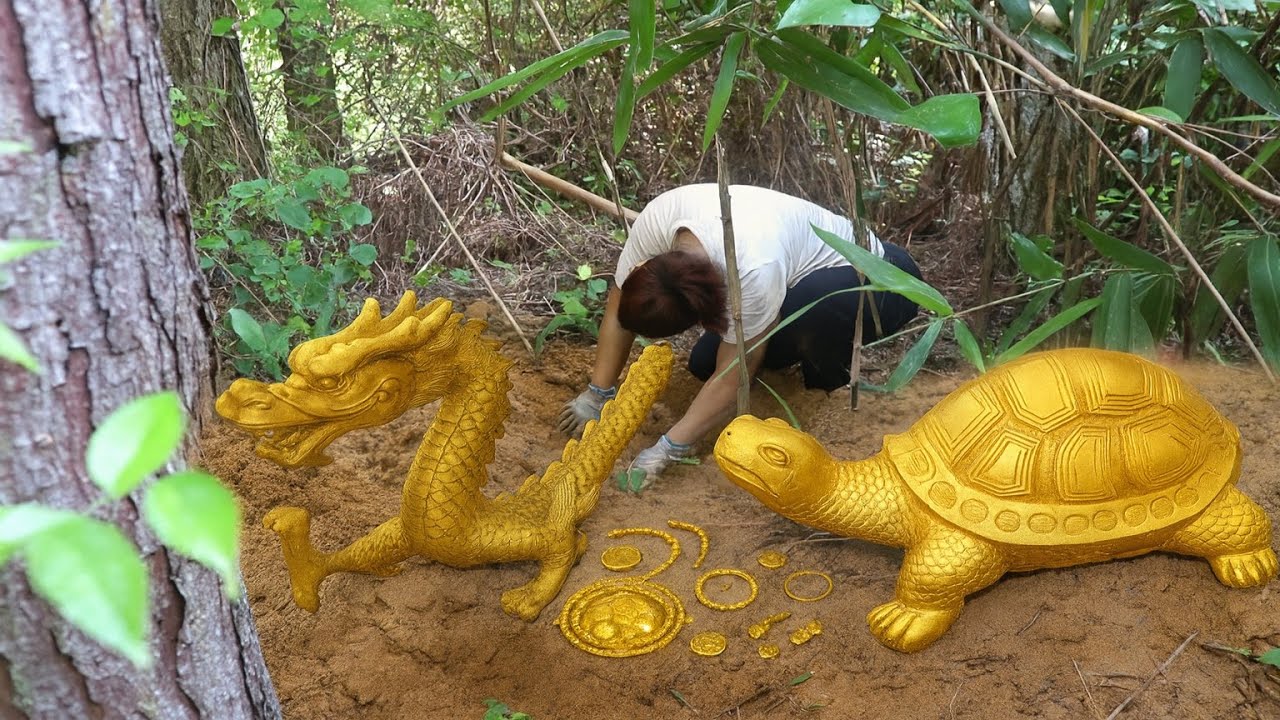 A man using a metal detector discovered a rare ancient treasure, including a gold dragon.