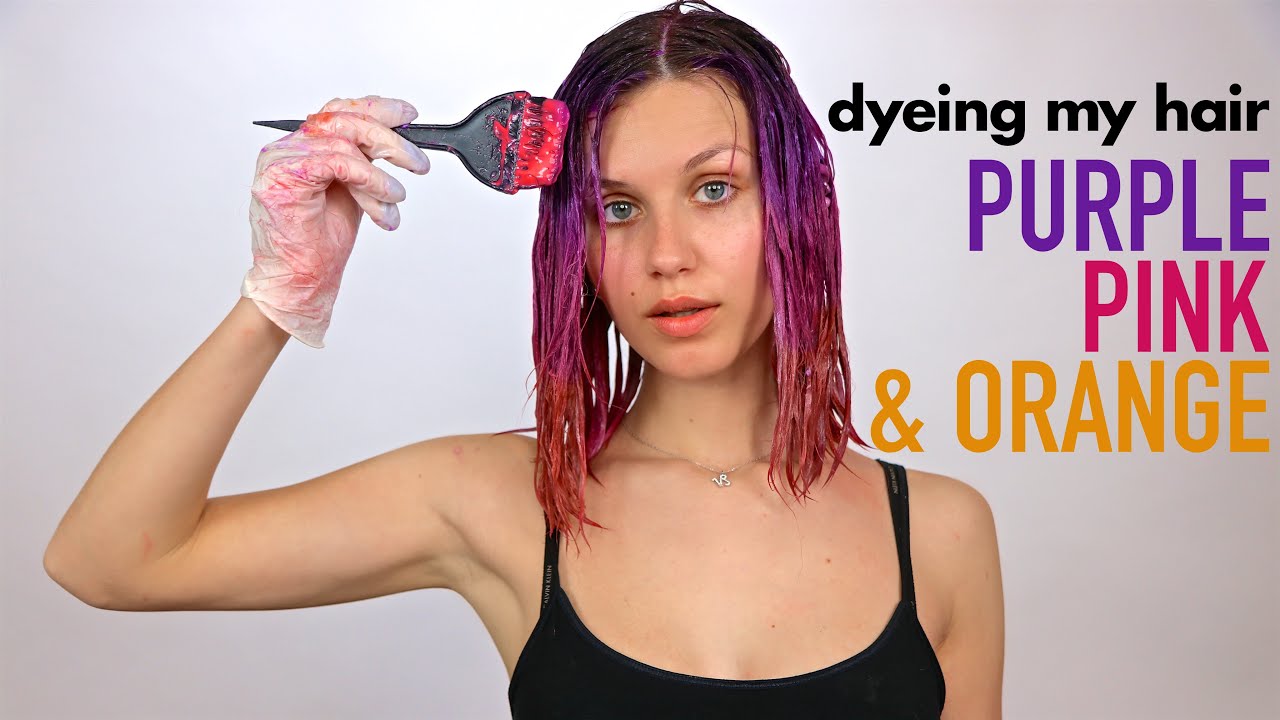 DYEING MY HAIR PURPLE PINK & ORANGE 💜💖🧡