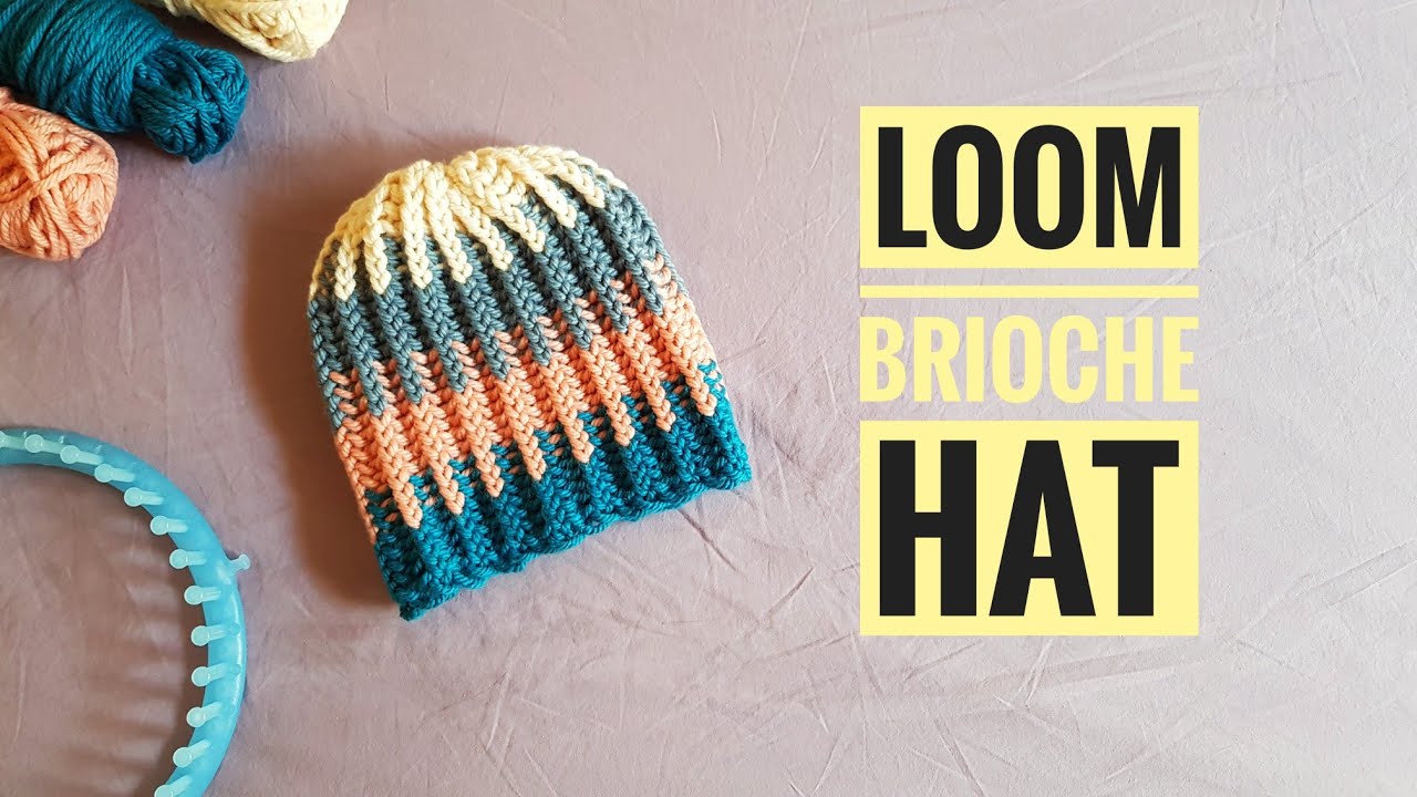 How to Loom Knit a Colored Brioche Stitch Hat (DIY Tutorial)