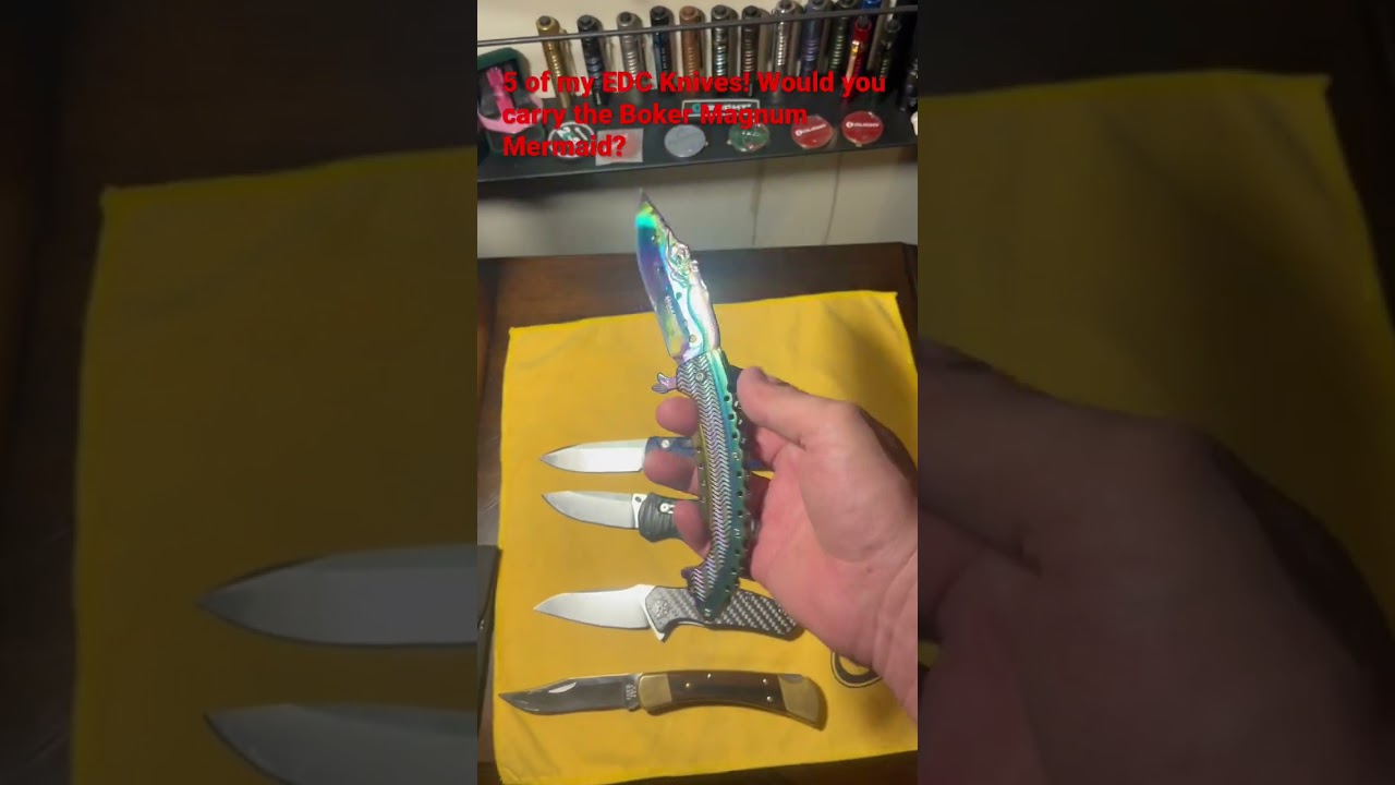 5 of my EDC Knives! Would you carry the Boker Magnum Mermaid? #edc #benchmade #zerotolerance