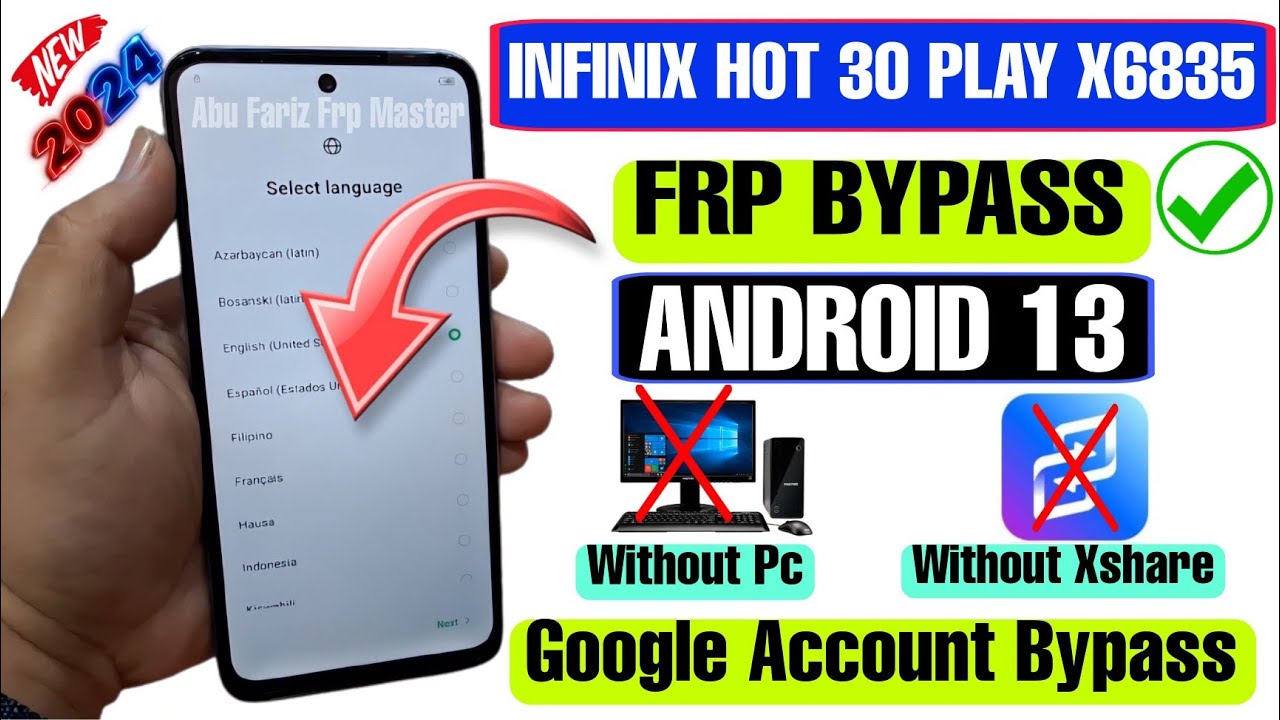 Infinix Hot 30 Play FRP Bypass Android 13 | Infinix X6835 Google Account Bypass Without PC 2024