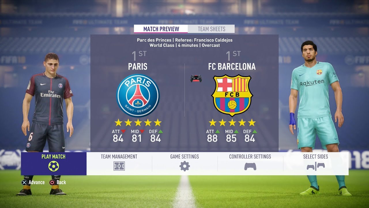 FIFA 18 — ПСЖ против ФК «Барселона» ПОЛНЫЙ ГЕЙМПЛЕЙ — 1080P/PS4