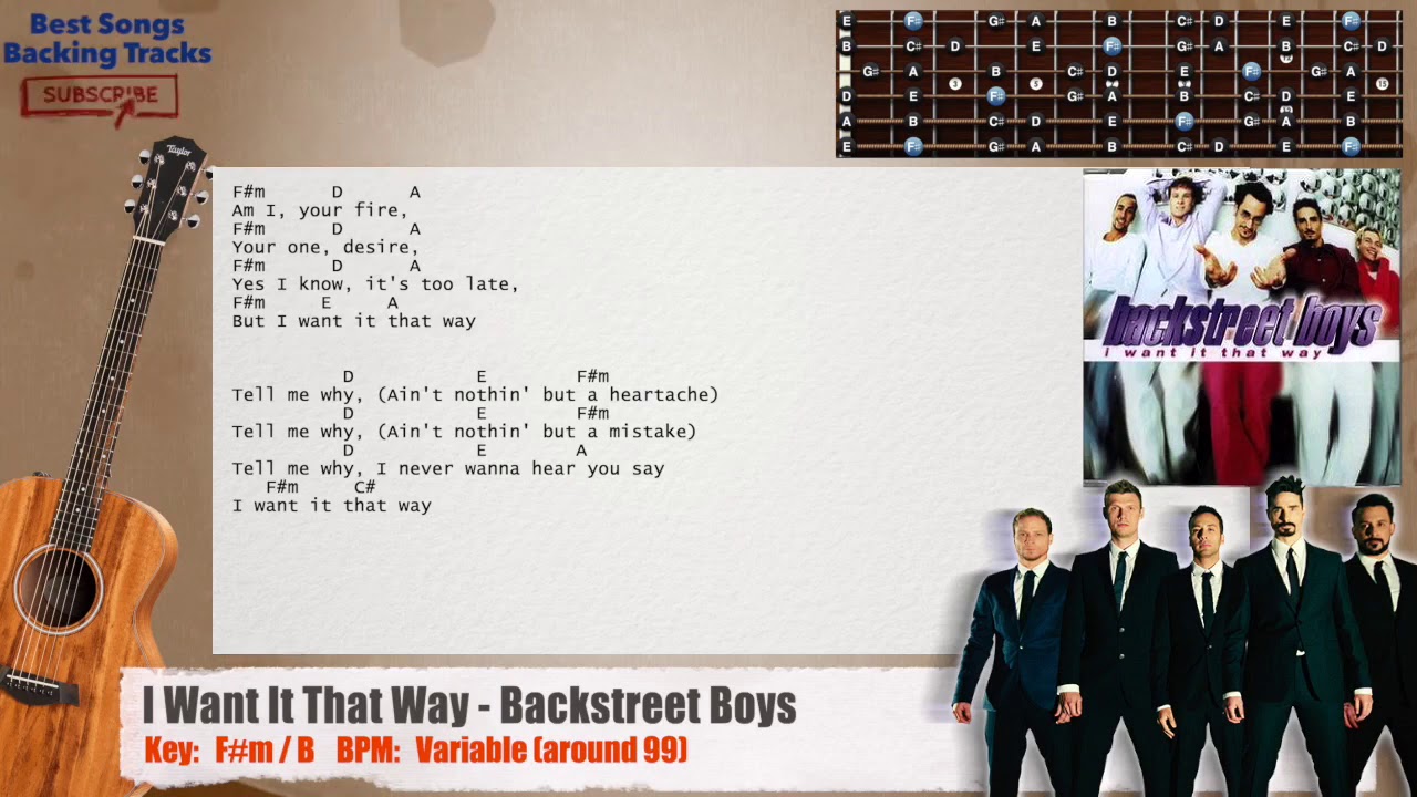 🎸 I Want It That Way - Backstreet Boys Guitar Backing Track with chords and lyrics