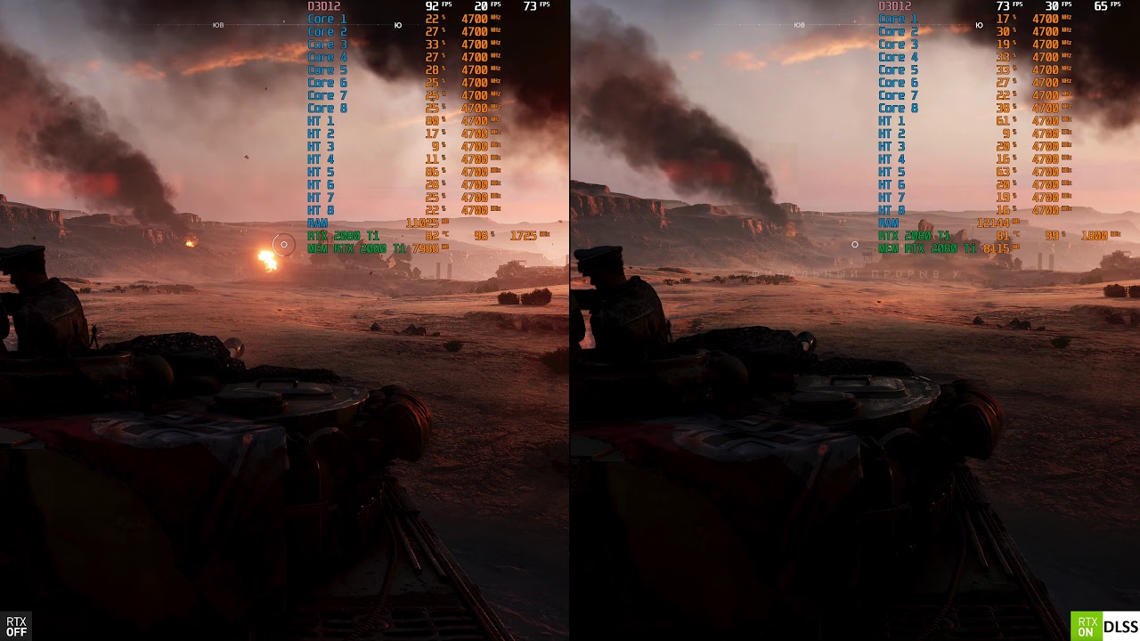 Battlefield V/RTX 2080 Ti/ DXR OFF vs DXR ULTRA + DLSS