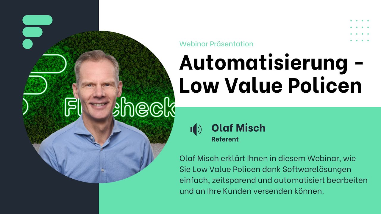 Automatisierung von Low Value Policen – Webinar mit Olaf Misch