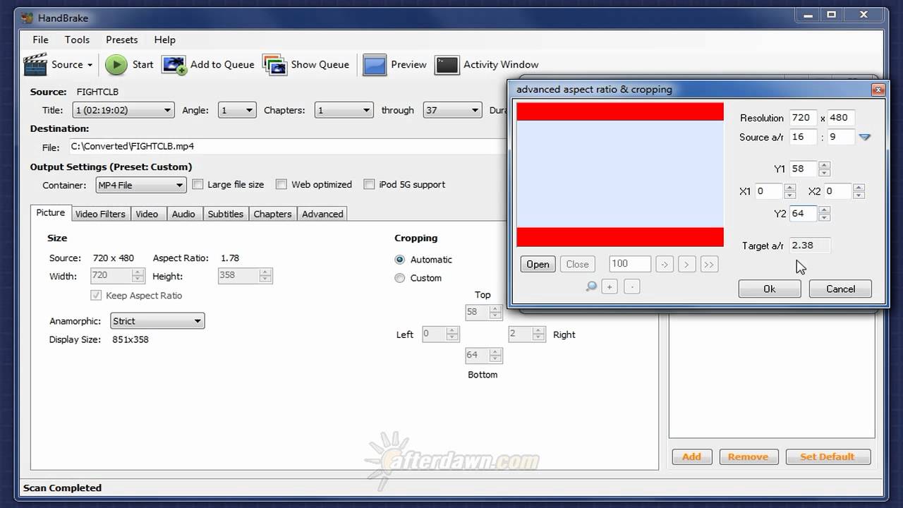 AfterDawn Handbrake Guide Part 5 - Setting resize options