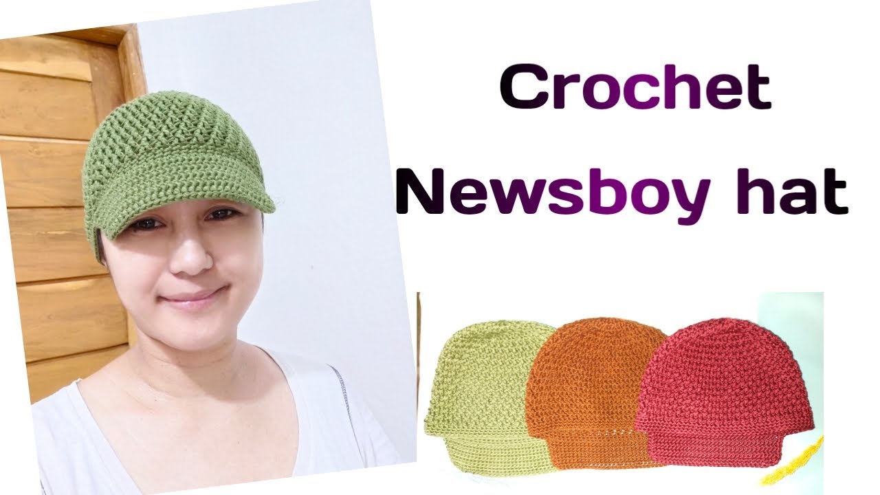 Crochet a Newsboy hat Tutorial| alpine stitch| easy pattern #newsboyhat  #Crochetnewsboyhat