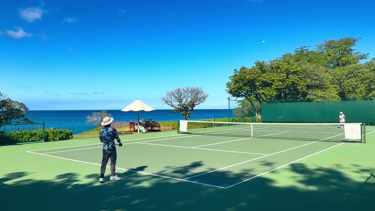 Tennis match in Hawaii with Christian 