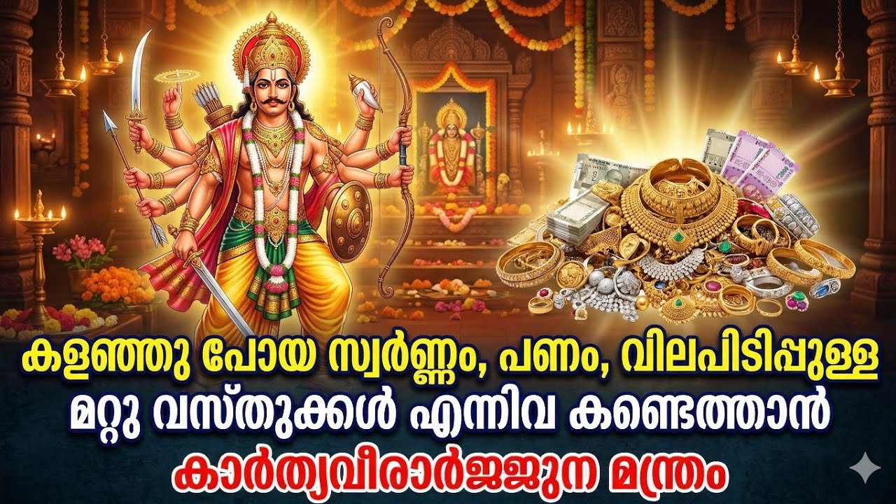 നഷ്‌ടപ്പെട്ടുപോയ വസ്തുക്കൾ തിരികെ ലഭിക്കാൻ കാർത്ത്യവീരാർജ്ജുന മന്ത്രം ദിവസവും 21 തവണ ജപിക്കൂ