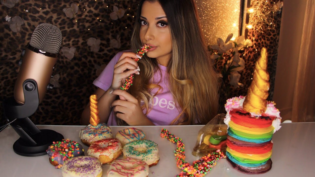 GÖKKUŞAĞI ASMR | TÜRKÇE ASMR | TÜRKİYE'DE İLK NERDS CANDY ASMR | UNICORN PANCAKE | DONUT