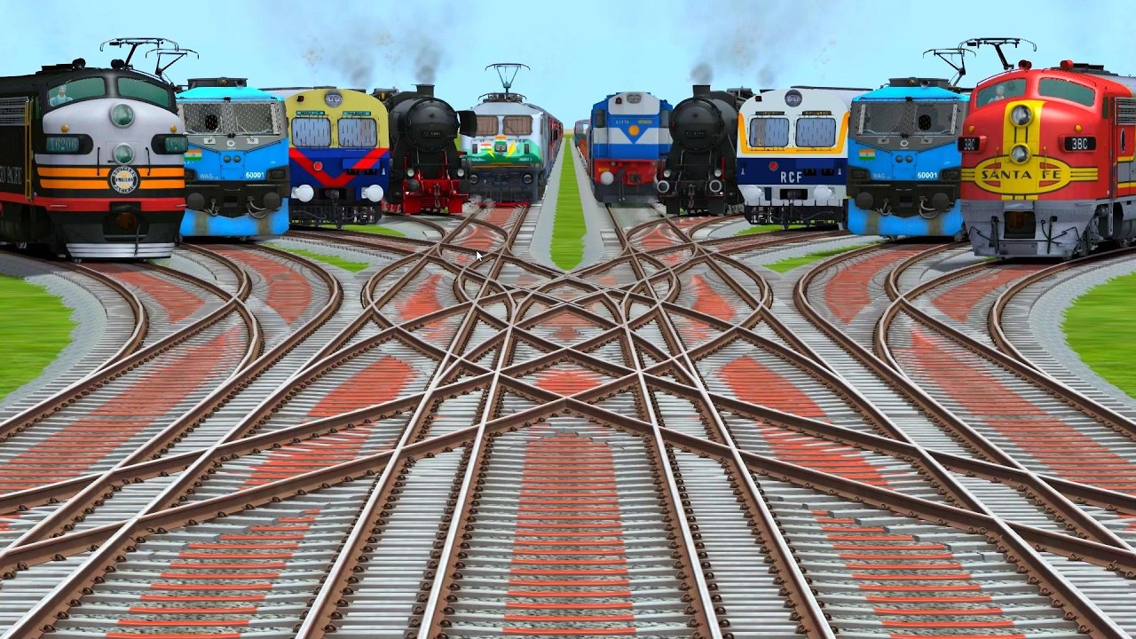 10 Trains Crossing At Curves Railroad Tracks | Impossible Train Crossing Challenge! 🚂