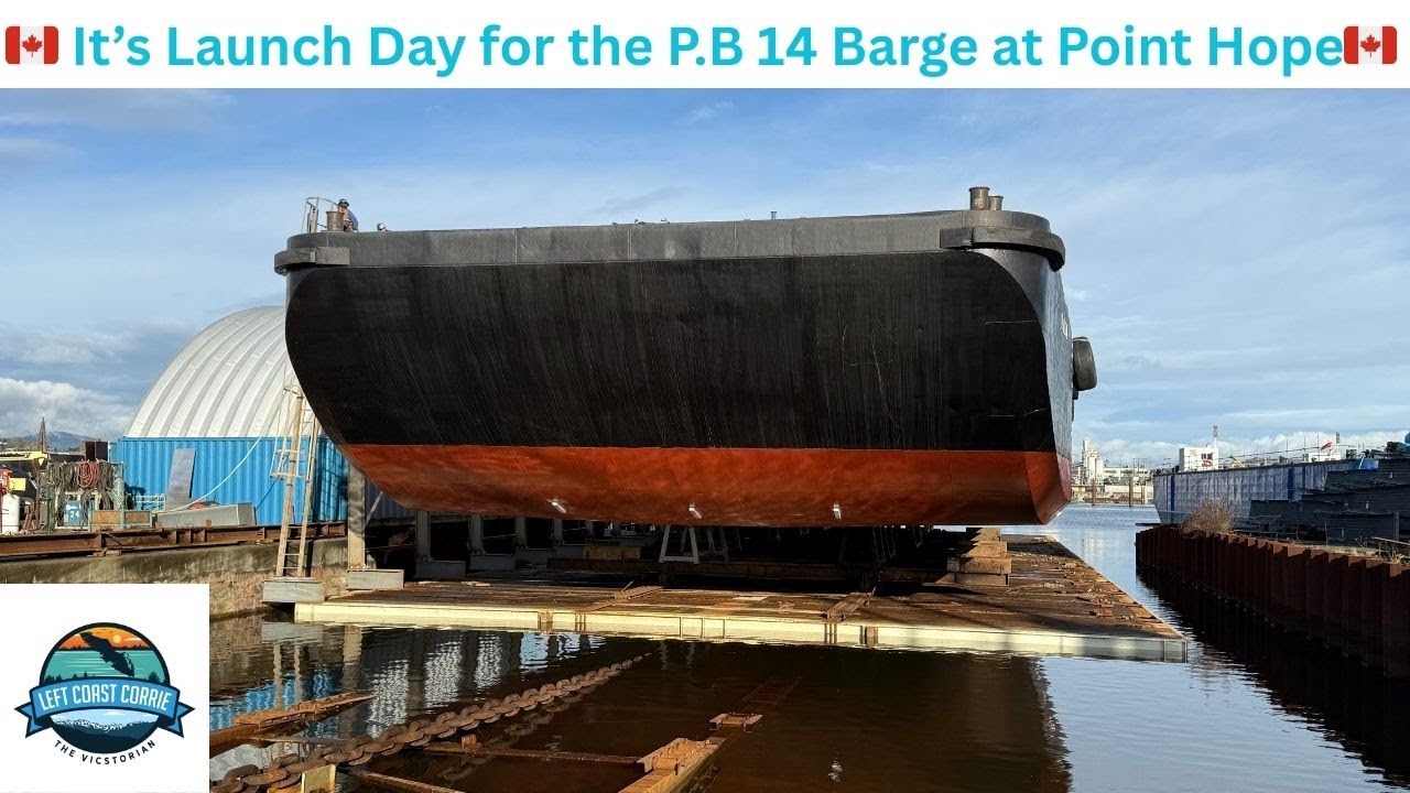 Launching the P.B. 14 Barge at Point Hope Maritime Shipyard