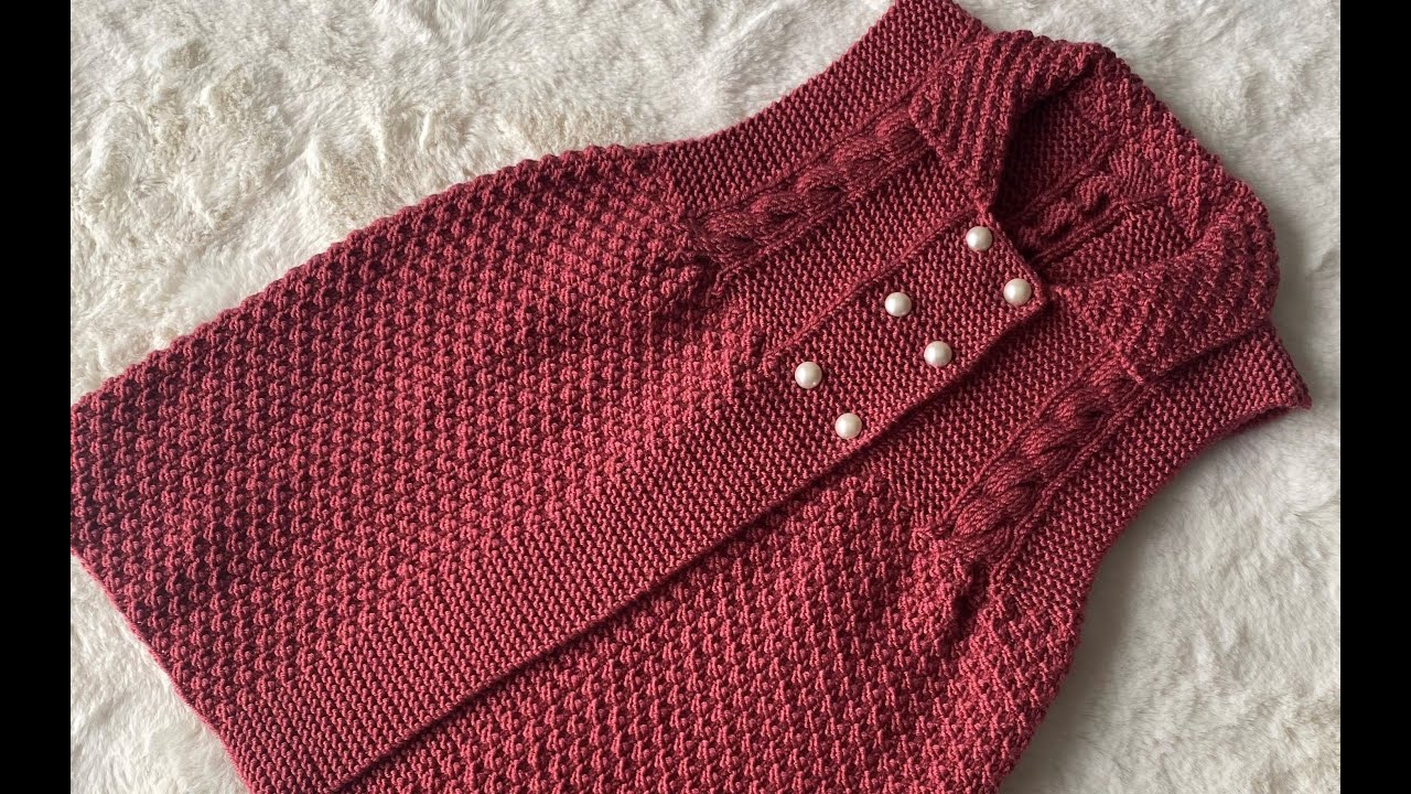 Çift pirinç modeli polo yaka kız bebek yeleği (4-5 yaş) bölüm2