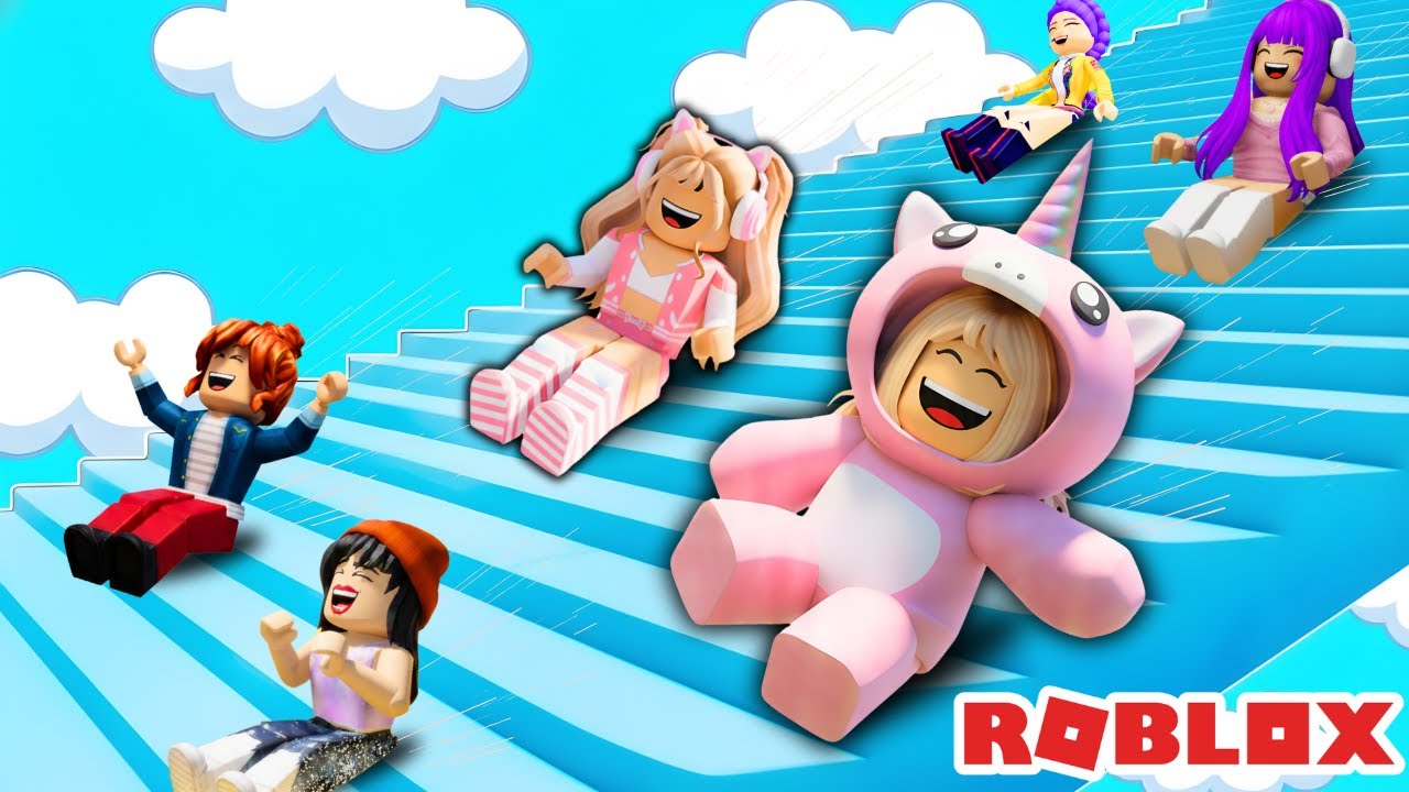 VICK e BABY SUBIRAM UMA ESCADA QUE ESCORREGA MUUUITO!! ROBLOX