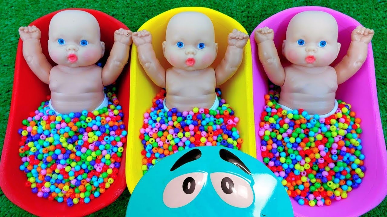 Full of 3 Rainbow BathTubs Candy with M&M's & Magic Slime Cutting Video