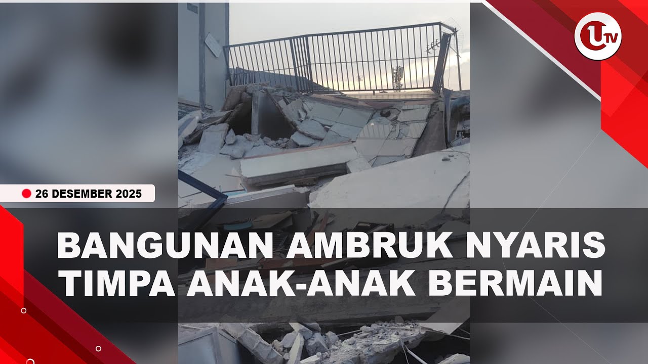 DETIK-DETIK BANGUNAN PARKIR 2 LANTAI AMBRUK, NYARIS TIMPA ANAK-ANAK | U-NEWS